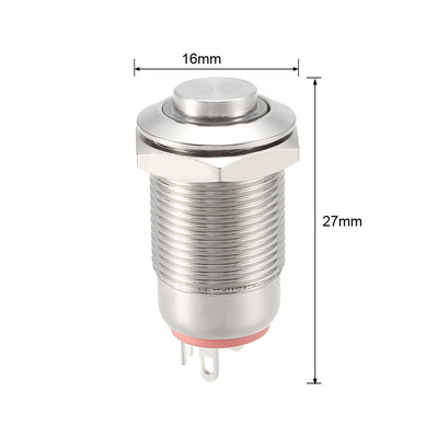 Harfington Uxcell Metal Push Button Switch High Head 12mm Mounting Dia 1NO 3-6V LED Light