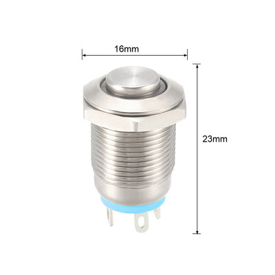 Harfington Uxcell Momentary Metal Push Button Switch High Head 12mm Mounting 1NO 24V Red LED