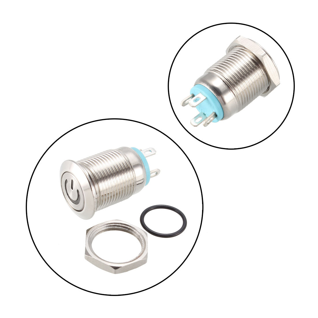 uxcell Uxcell Momentary Metal Push Button Switch Flat Head 12mm Mounting Dia 1NO 3-6V LED Light