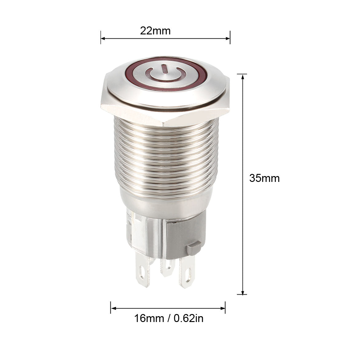 uxcell Uxcell Momentary Push Button Switch 16mm Mounting 1NC NO COM 24V Red LED with Socket