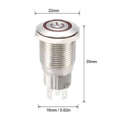 Harfington Uxcell Momentary Push Button Switch 16mm Mounting 1NC NO COM 24V Red LED with Socket