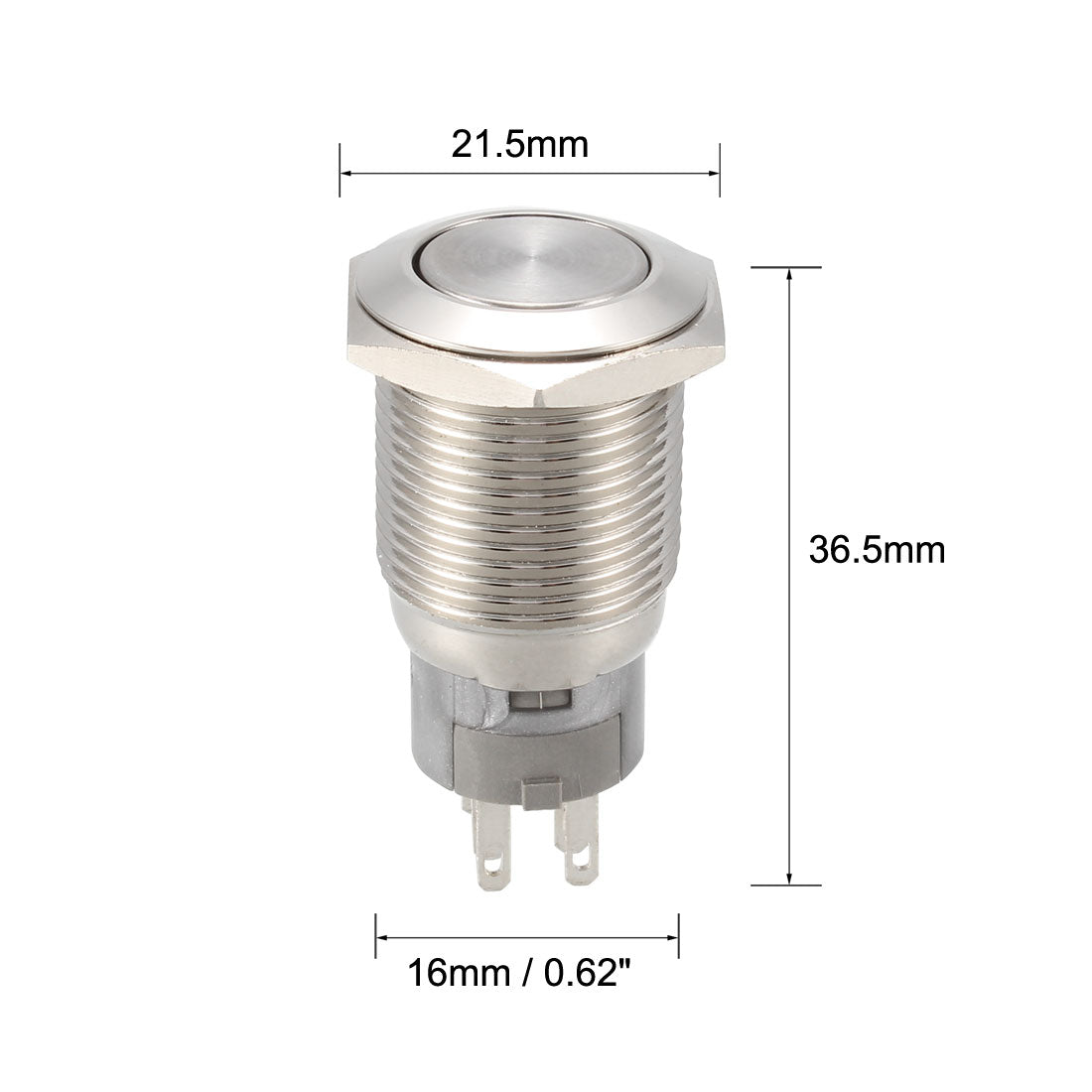 uxcell Uxcell Momentary Metal Push Button Switch 16mm Mounting 2NC 2NO 2COM AC 250V 3A