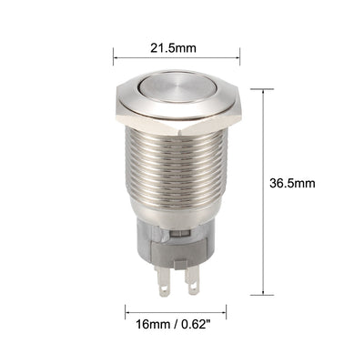 Harfington Uxcell Momentary Metal Push Button Switch 16mm Mounting 2NC 2NO 2COM AC 250V 3A