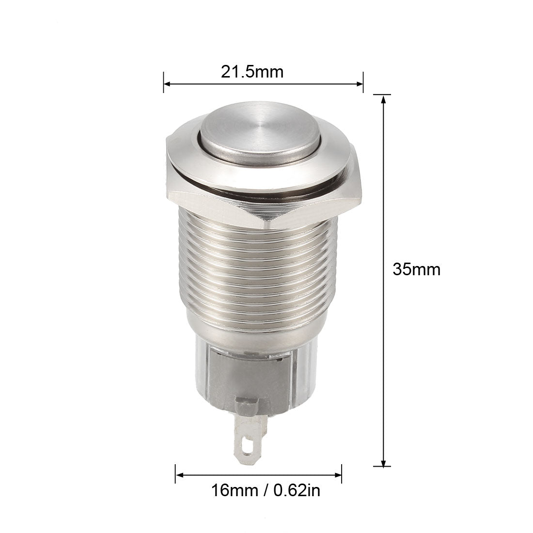 uxcell Uxcell Momentary Metal Push Button Switch High Head 16mm Mounting NC NO COM AC 250V 5A Bulge Type