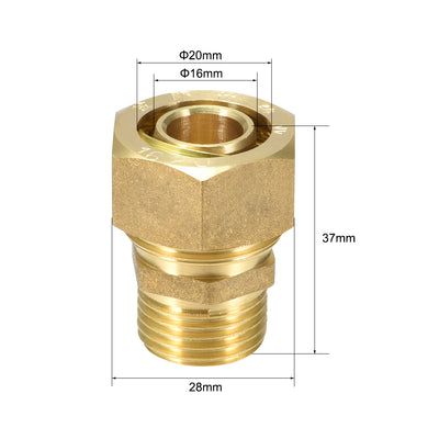 Harfington Uxcell Messing Klemmringverschraubung Klemmverbinder Adapterrohr AD X Male Gold Tone 20mm Tube OD x 1/2 G Stecker