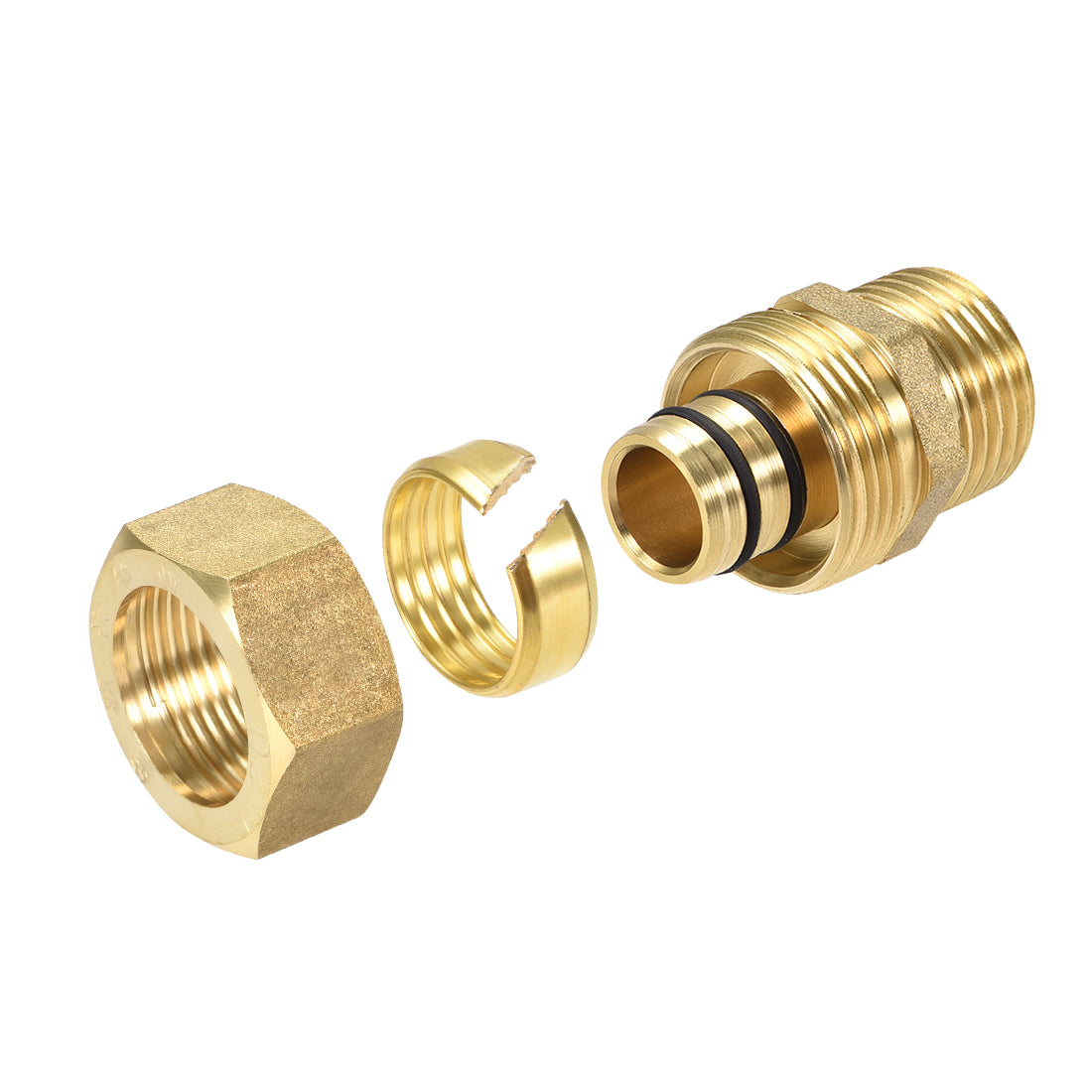 uxcell Uxcell Messing Klemmringverschraubung Klemmverbinder Adapterrohr AD X Male Gold Tone 20mm Tube OD x 1/2 G Stecker