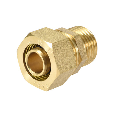 Harfington Uxcell Brass Compression Tube Fitting Connector Adapter 18mm Tube OD x 1/2 G Male Gold Tone