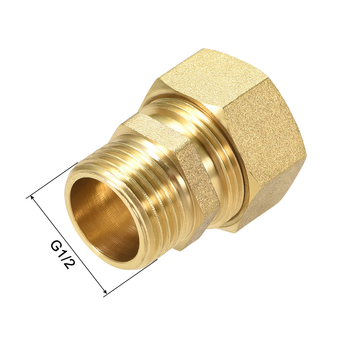 uxcell Uxcell Brass Compression Tube Fitting Connector Adapter 18mm Tube OD x G1/2 Male Gold Tone 2pcs