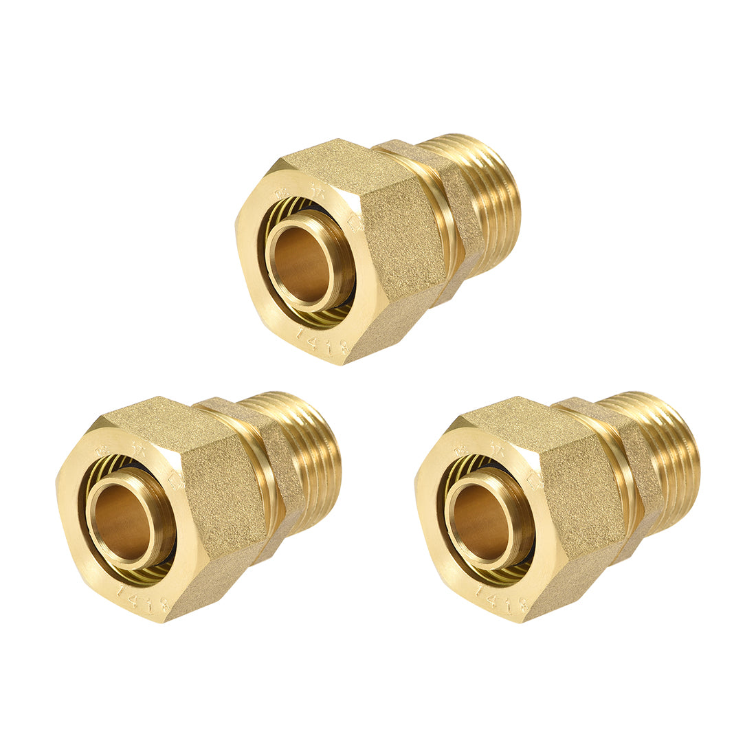 uxcell Uxcell Messing Klemmringverschraubung Klemmverbinder Adapterrohr AD X Male Gold Tone 18mm Tube OD x 1/2 G Stecker-3St