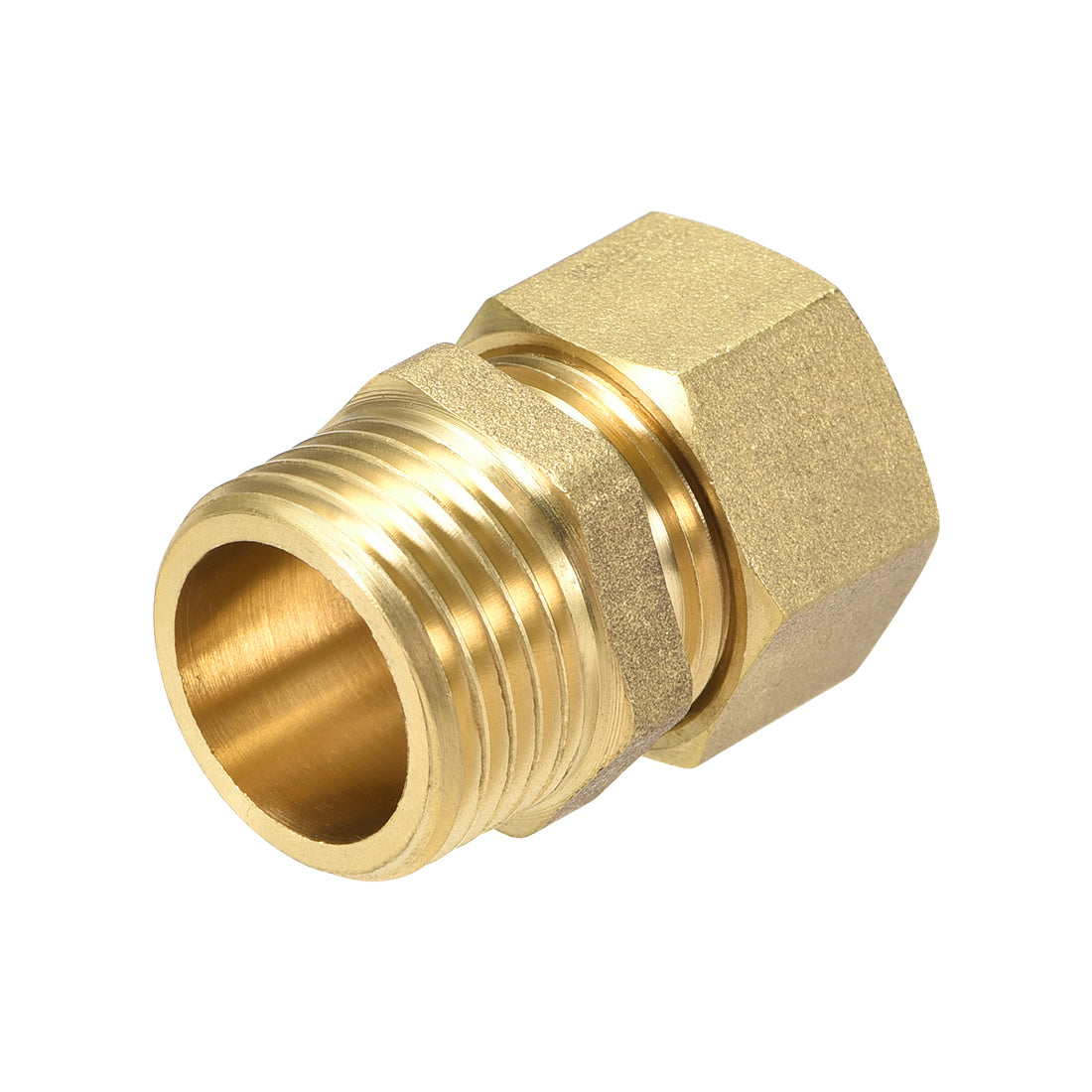 uxcell Uxcell Brass Compression Tube Fitting Connector Adapter 14mm Tube OD x 1/2 G Male Gold Tone 2pcs