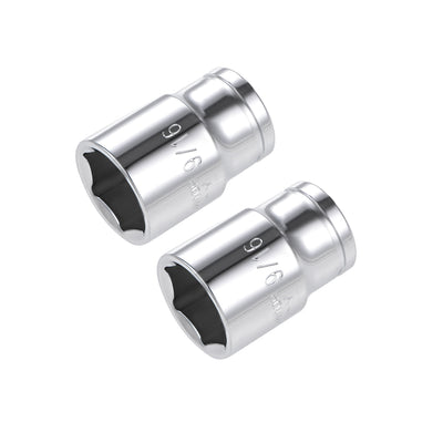 Harfington Uxcell 2 Pcs 3/8-inch Drive 9/16-inch 6-Point Shallow Socket, Cr-V