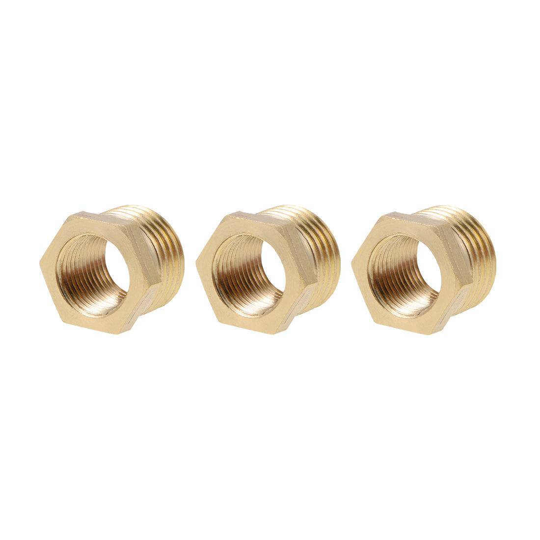 uxcell Uxcell Brass Threaded Pipe Fitting G1/4 Male x G1/8 Female Hex Bushing Adapter 3pcs