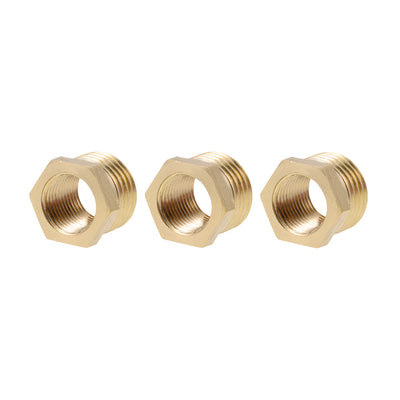 Harfington Uxcell Brass Threaded Pipe Fitting G1/4 Male x G1/8 Female Hex Bushing Adapter 3pcs