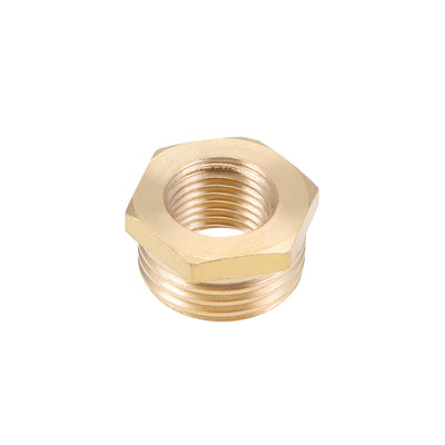 Harfington Uxcell Brass Threaded Pipe Fitting G1/2 Male x G1/4 Female Hex Bushing Adapter 10pcs