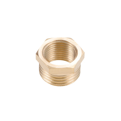 Harfington Uxcell Brass Threaded Pipe Fitting G1/2 Male x G3/8 Female Hex Bushing Adapter 10pcs