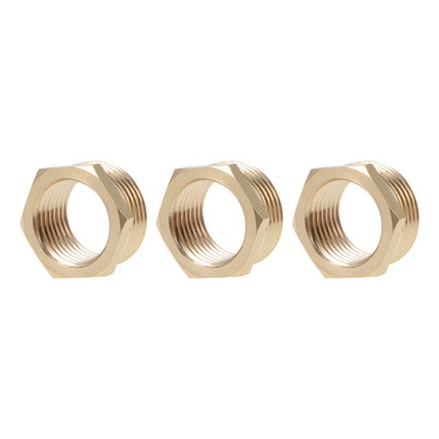 Harfington Uxcell Brass Threaded Pipe Fitting G3/4 Male x G1/2 Female Hex Bushing Adapter 3pcs