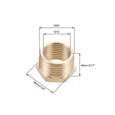 Harfington Uxcell 1 Stück Gewinderohrverschraubung G3 / 4 XG1 / 2 Innensechskantbuchse Adapter aus Messing 