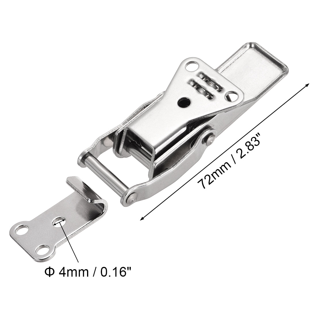 uxcell Uxcell 2.83-inch SUS304 Stainless Steel Spring Loaded Self Locking Toggle Draw Latch & Strike