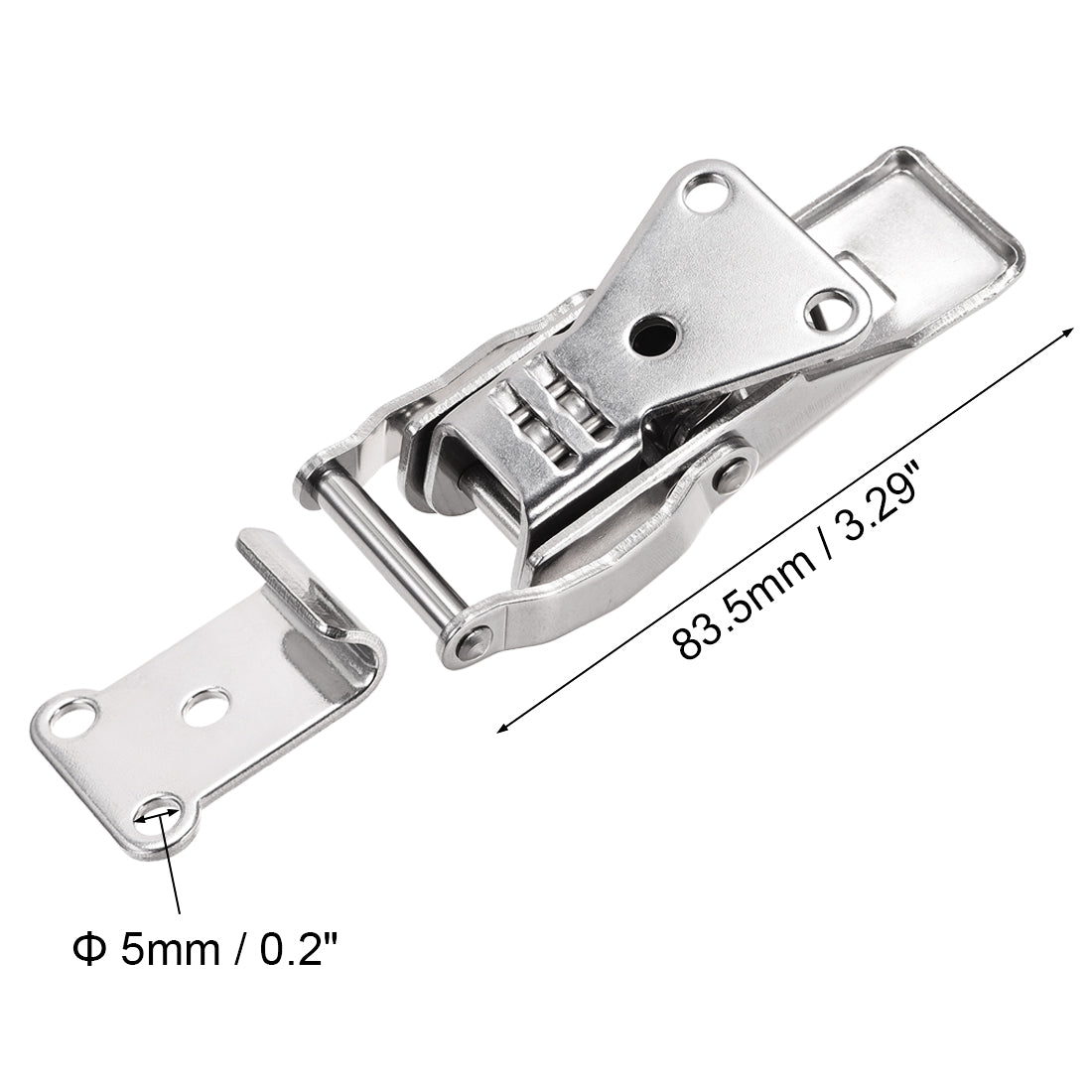 uxcell Uxcell 3.29-inch SUS304 Stainless Steel Spring Loaded Self Locking Toggle Draw Latch & Strike