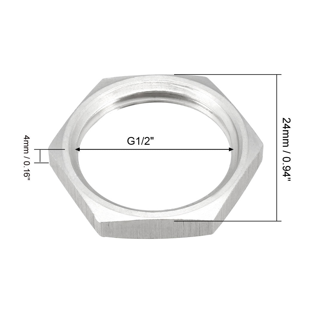 uxcell Uxcell Pipe Fitting Hex Locknut SUS304 Stainless Steel G1/2 Inch Female Threaded