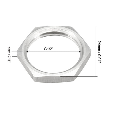 Harfington Uxcell Pipe Fitting Hex Locknut SUS304 Stainless Steel G1/2 Inch Female Threaded, 2 Pcs