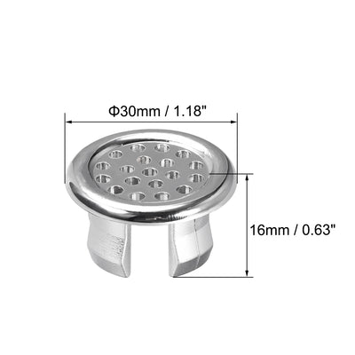 Harfington Uxcell 6Stk.Waschbecken Überlaufabdeckungen Lochkappen Ersatzteile Silber