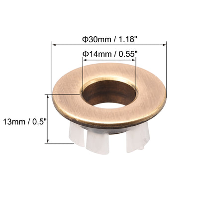 Harfington Uxcell Sink Overflow Covers Kitchen Basin Trim Round Hole Caps Insert Spares Bronze Tone 3 Pcs