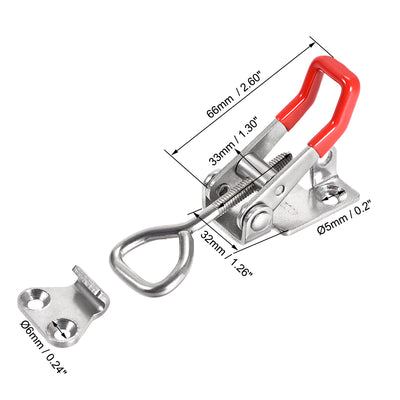 Harfington Uxcell 396lbs Holding Capacity SUS304 Stainless Steel Pull-Action Latch Adjustable Toggle Clamp with Keyhole