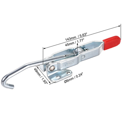 Harfington Uxcell 375lbs Capacity Quick Holding Draw Latch Action Pull J Hook Toggle Clamp, 2 Pcs