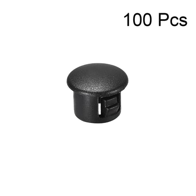 Harfington Uxcell 100pcs Mounting 6mm x 6mm Black Nylon Round Snap Panel Locking Hole Plugs Cover