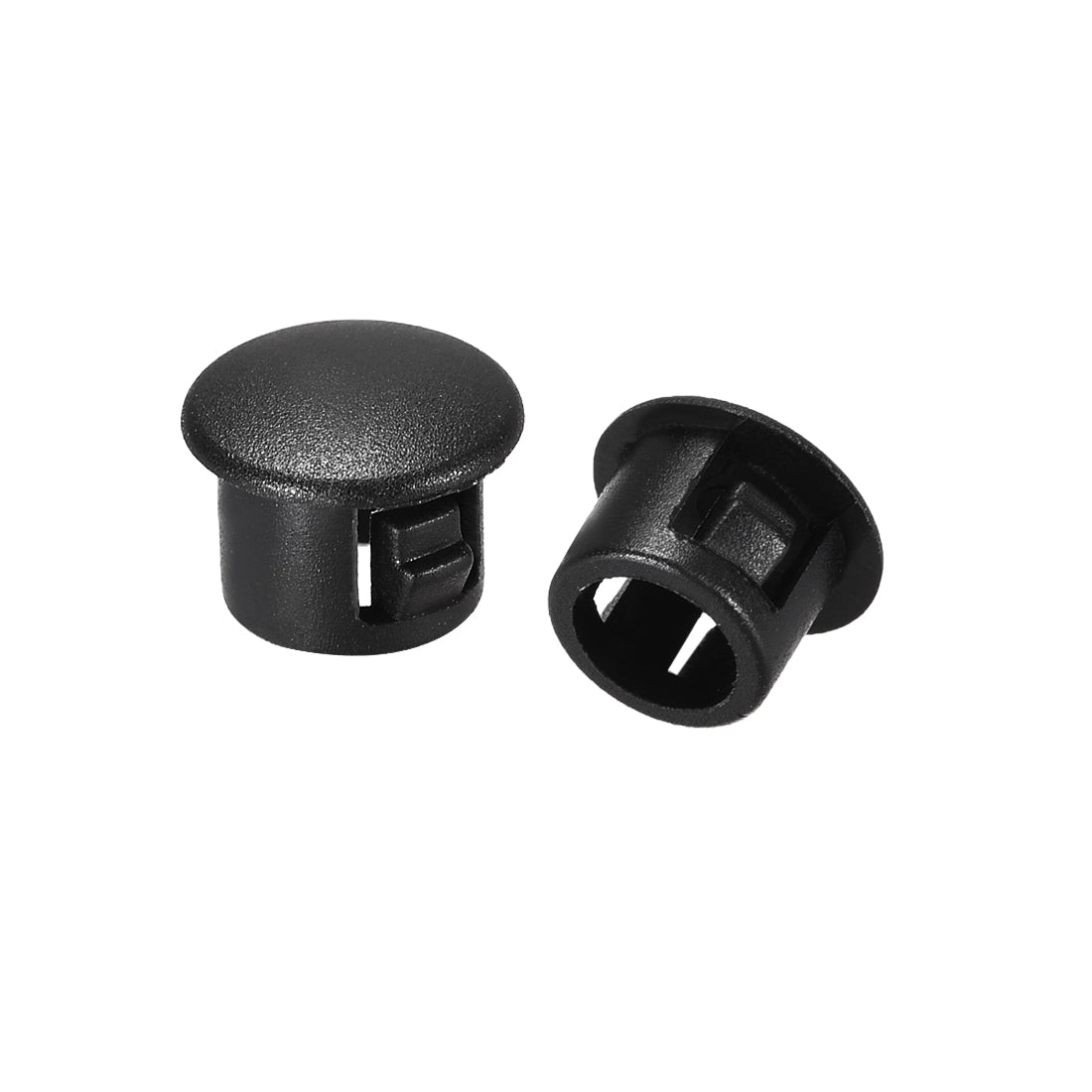 uxcell Uxcell 100pcs Mounting 6mm x 6mm Black Nylon Round Snap Panel Locking Hole Plugs Cover