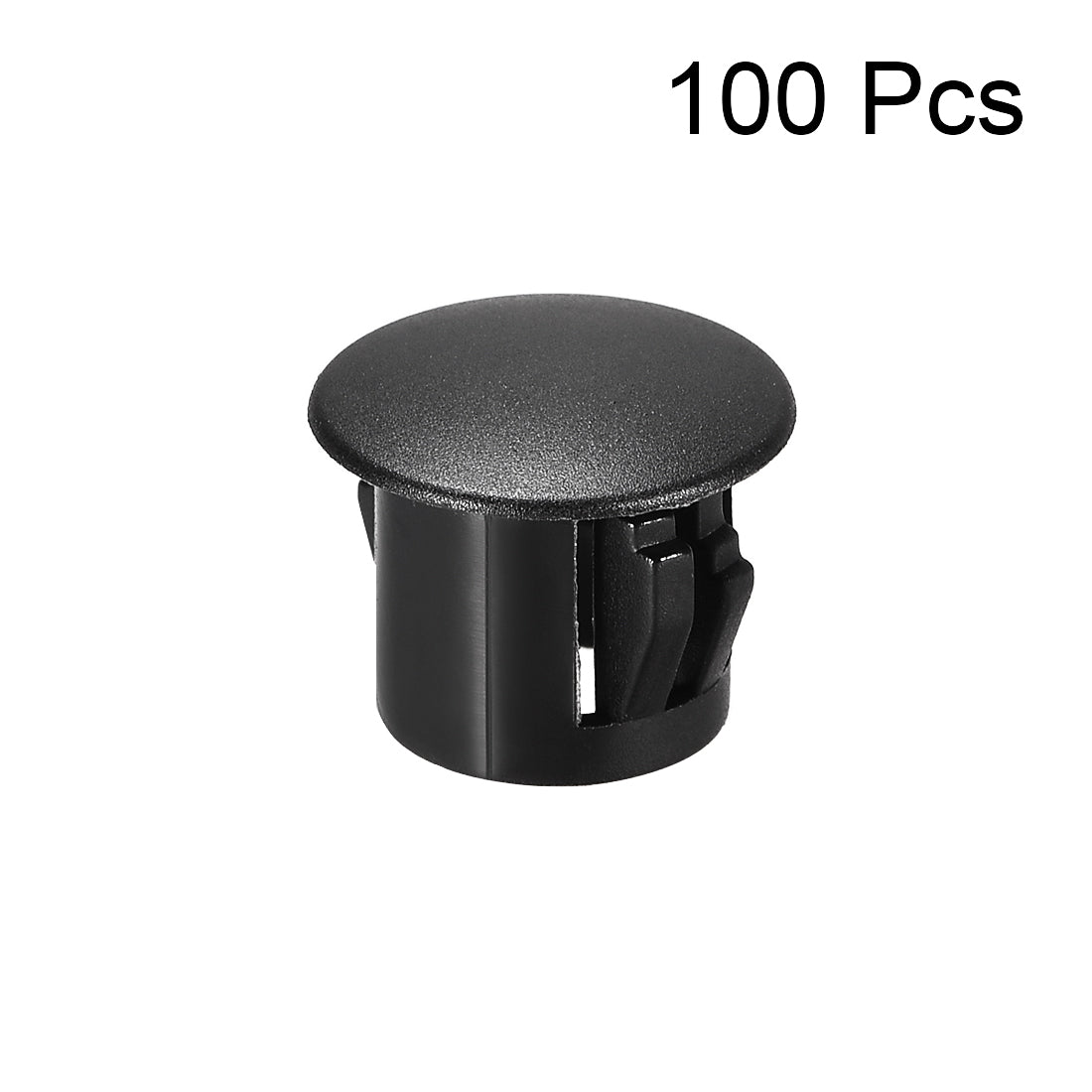 uxcell Uxcell 100pcs Mounting 10mm x 11mm Black Nylon Round Snap Panel Locking Hole Plug Cover