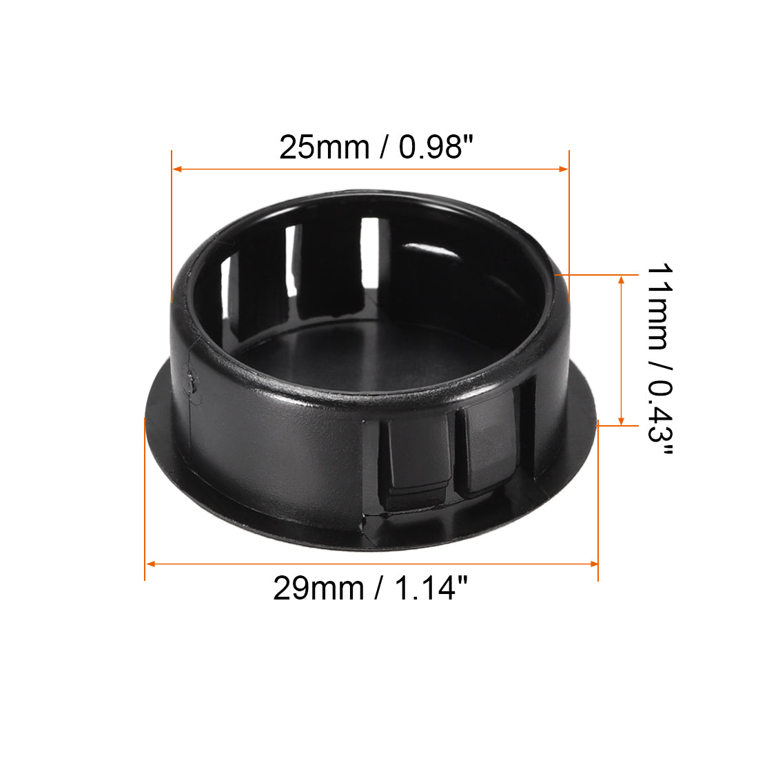 uxcell Uxcell 20pcs Mounting 25mm x 11mm Black Nylon Round Snap Panel Locking Hole Plugs Cover