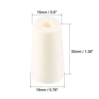 Harfington Uxcell 15-19mm Beige Drilled Silicone Stopper Plugs for Flask Test Tube Stopper 5pcs