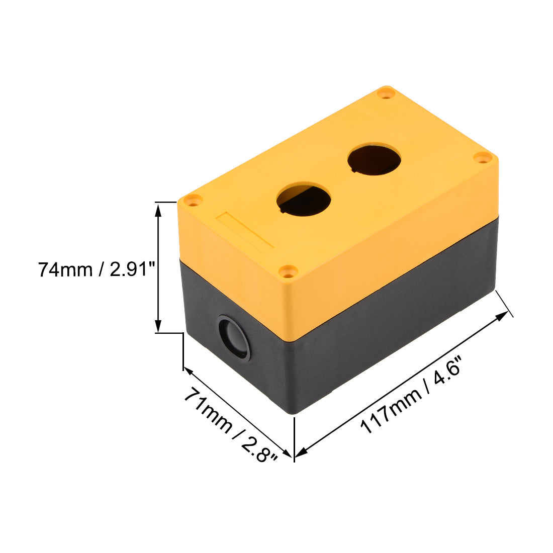 uxcell Uxcell Push Button Switch Control Station Box 22mm 2 Holes Yellow and Black