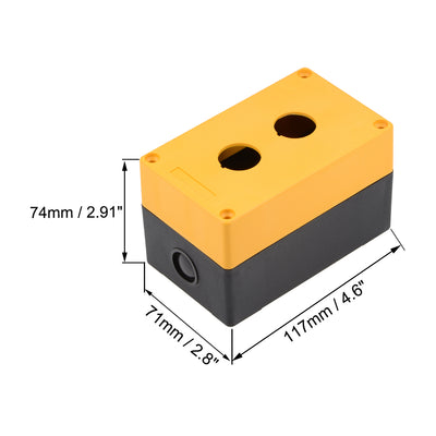 Harfington Uxcell Push Button Switch Control Station Box 22mm 2 Holes Yellow and Black