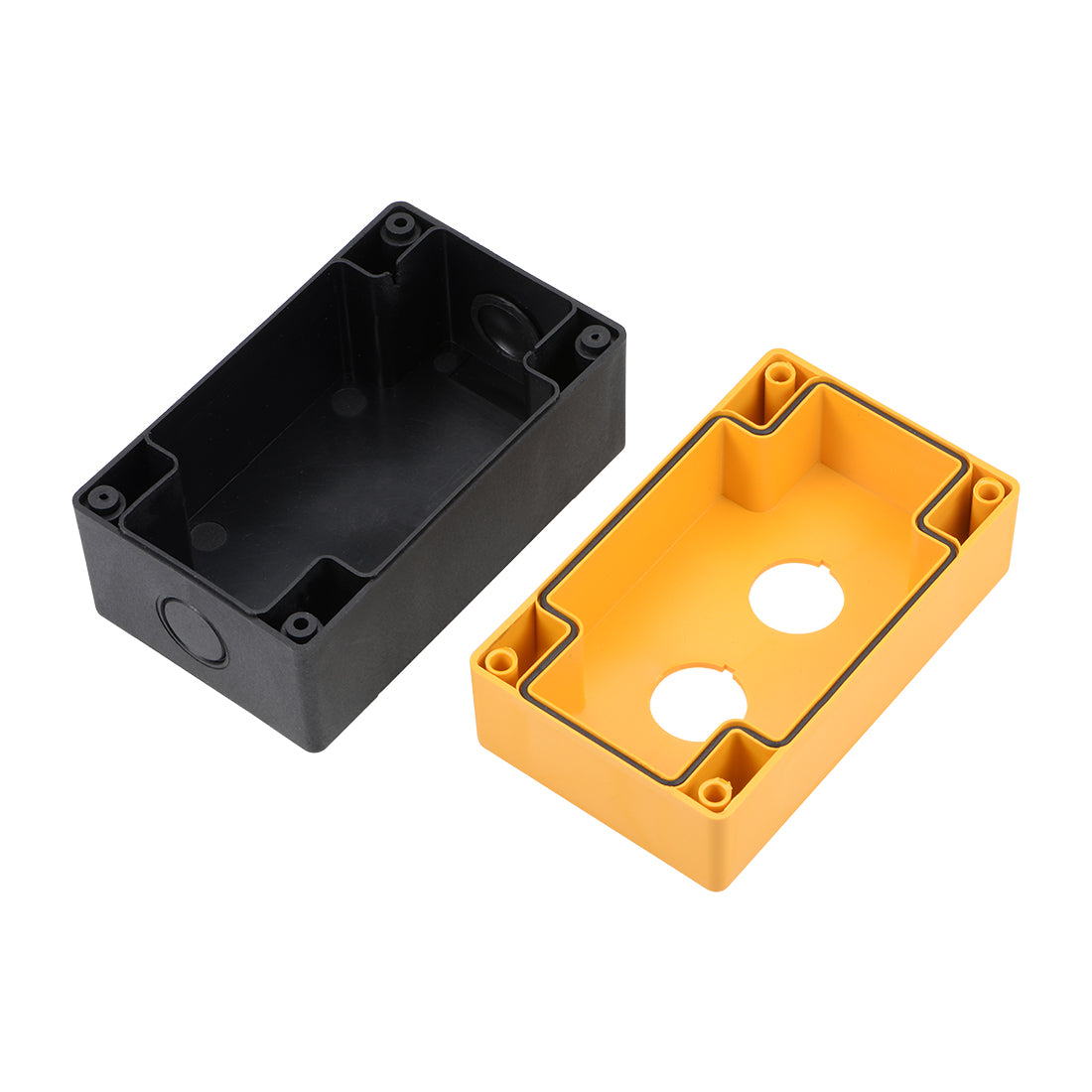 uxcell Uxcell Push Button Switch Control Station Box 22mm 2 Holes Yellow and Black