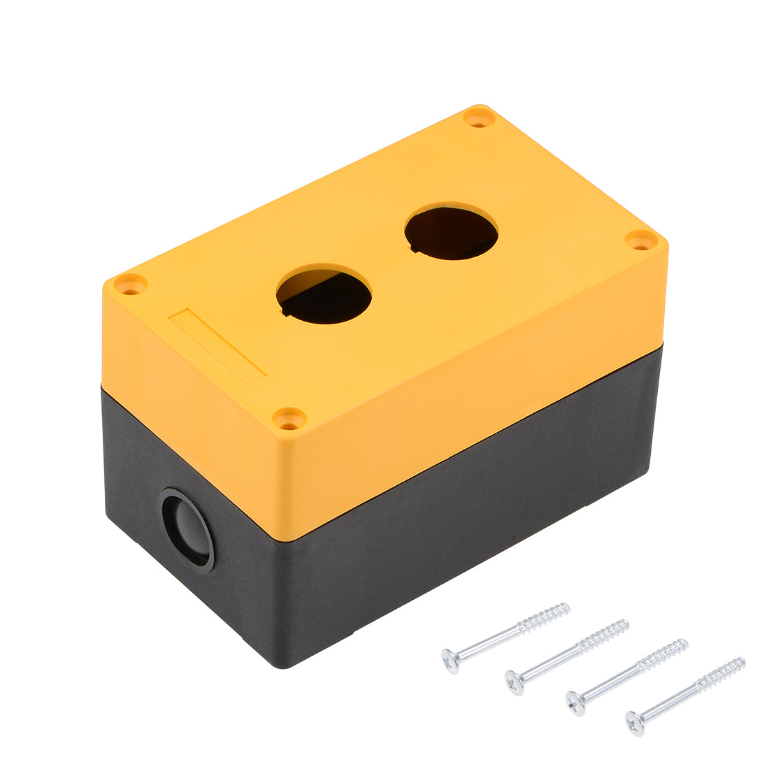 uxcell Uxcell Push Button Switch Control Station Box 22mm 2 Holes Yellow and Black