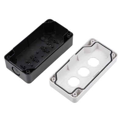 Harfington Uxcell Push Button Switch Control Station Box 22mm 3 Holes White and Black