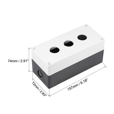 Harfington Uxcell Push Button Switch Control Station Box 22mm 3 Holes Aperture White and Black