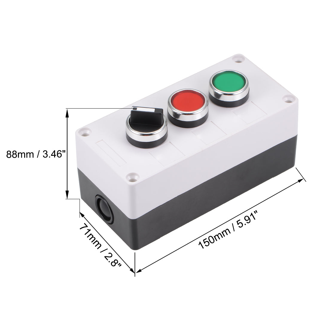 uxcell Uxcell Push Button Switch Box Momentary Red Green Switches and Latching 2 Positions Rotary Switches