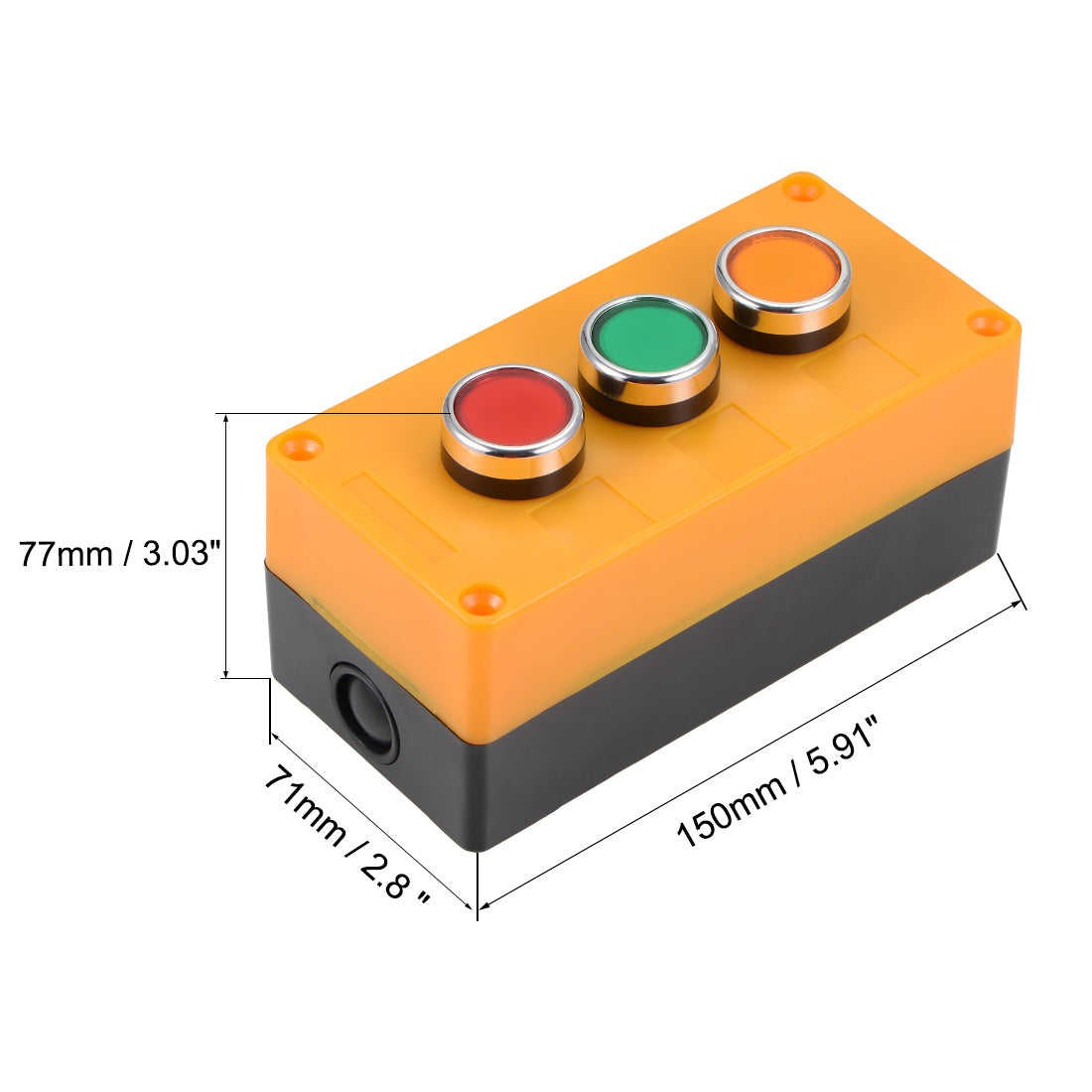 uxcell Uxcell Drucktastenschalter Box Momentan NO NC Rot Grün Gelb Schalter 440V 10A