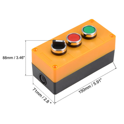 Harfington Uxcell Drucktastenschalter Box Momentan NO NC Rot Grüne Schalter und Verriegeln 2 positionieren Drehschalter