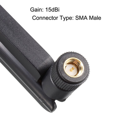 Harfington Uxcell GSM GPRS WCDMA LTE Antenne 3G 4G 15dBi Hoher Gewinn 700-2700MHz SMA/RP-SMA Stecker Anschluss Omni Richtung Faltbar Paddel Typ 2pcs SMA Stecker