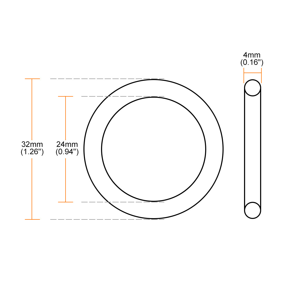 uxcell Uxcell O-Rings Nitrile Rubber 24mm x 32mm x 4mm Round Seal Gasket