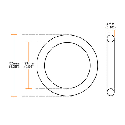 Harfington Uxcell O-Rings Nitrile Rubber 24mm x 32mm x 4mm Round Seal Gasket