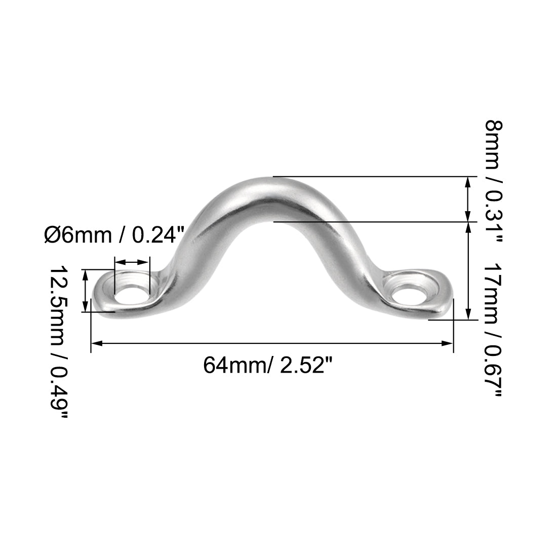 uxcell Uxcell Pad Eye Straps Deck Loops 2.5" Stainless Steel Tie Down Buckle 2Pcs