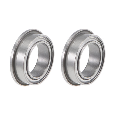 Harfington Uxcell MF128ZZ Flange Ball Bearing 8x12x3.5mm Shielded Chrome Bearings 2pcs