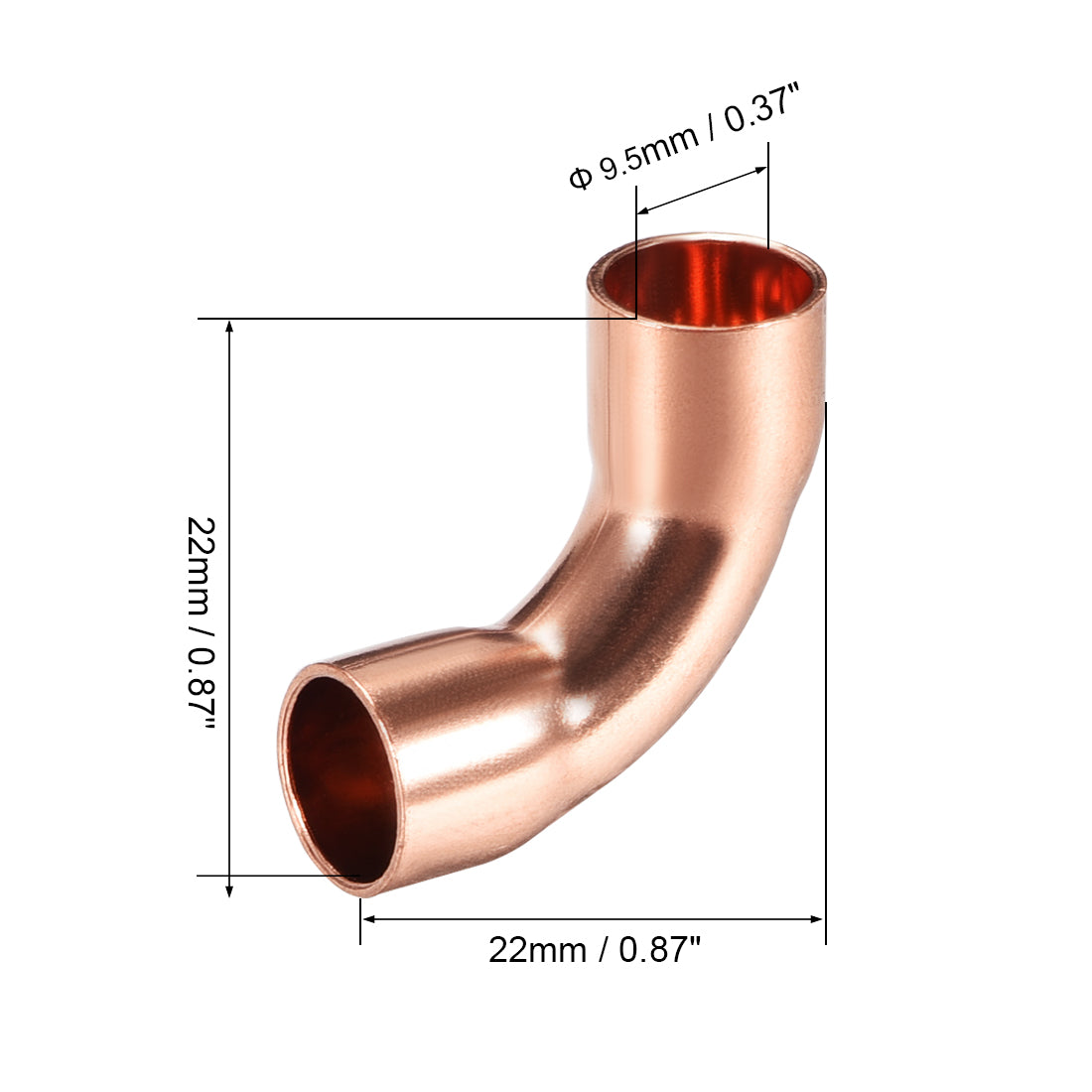 uxcell Uxcell 7.94mm ID 90 Degree Copper Elbow Pipe Fitting Connector 10pcs