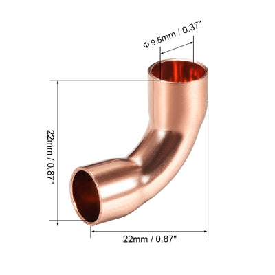 Harfington Uxcell 7.94mm ID 90 Degree Copper Elbow Pipe Fitting Connector 10pcs